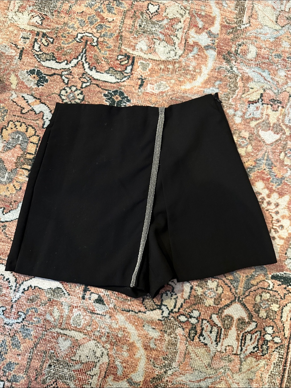 Zara Black Women's High-Waist Skirt Shorts Skort w/ Decorative Beaded Trim Small